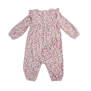 Angel Dear Vintage Calico Pink Ruffle Sleeve Romper