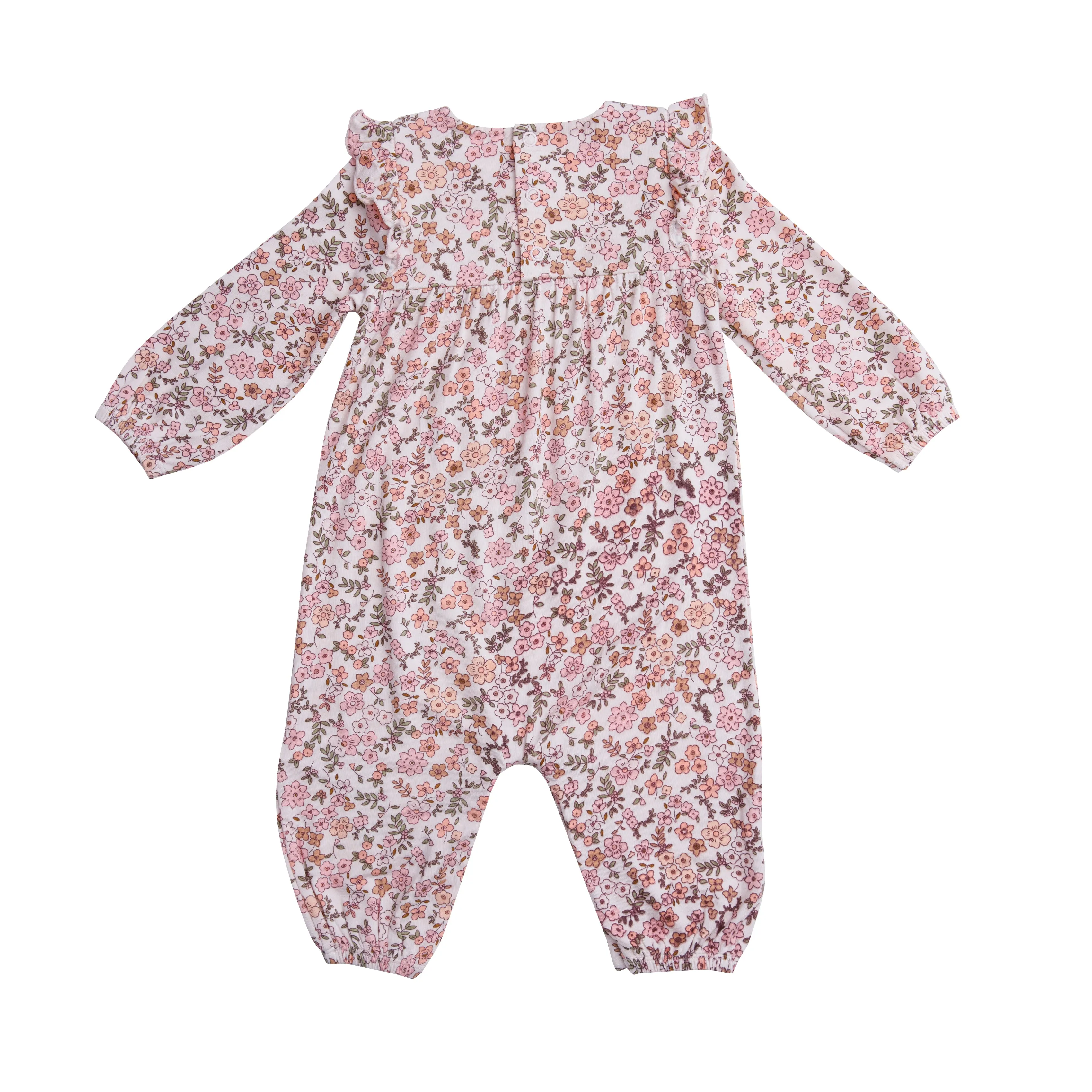Angel Dear Vintage Calico Pink Ruffle Sleeve Romper