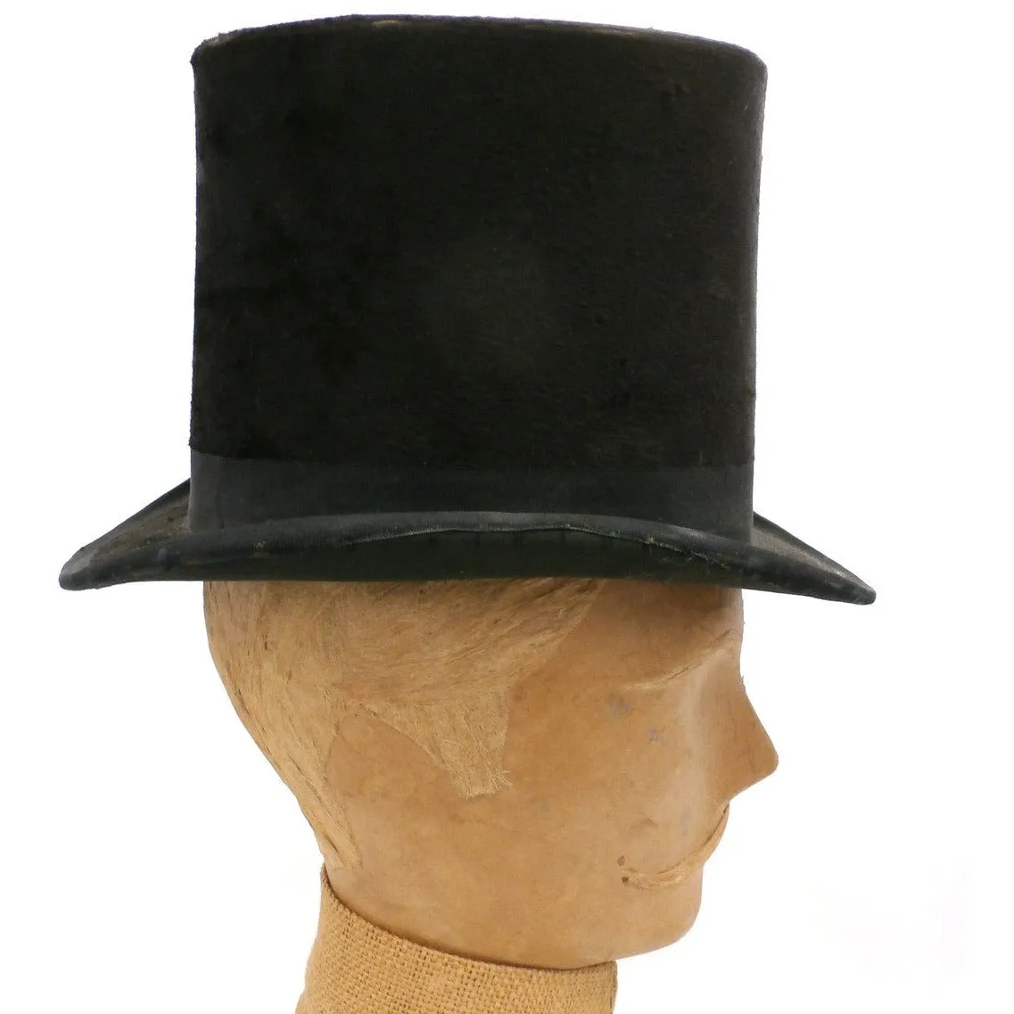 Antique Mens Top Hat Silk Shelton and Co London 1870s