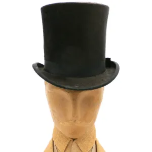 Antique Mens Top Hat Silk Shelton and Co London 1870s