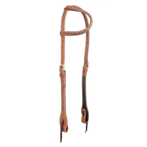 Argentina Cow Leather One Ear Headstall with Black Rawhide Accents
