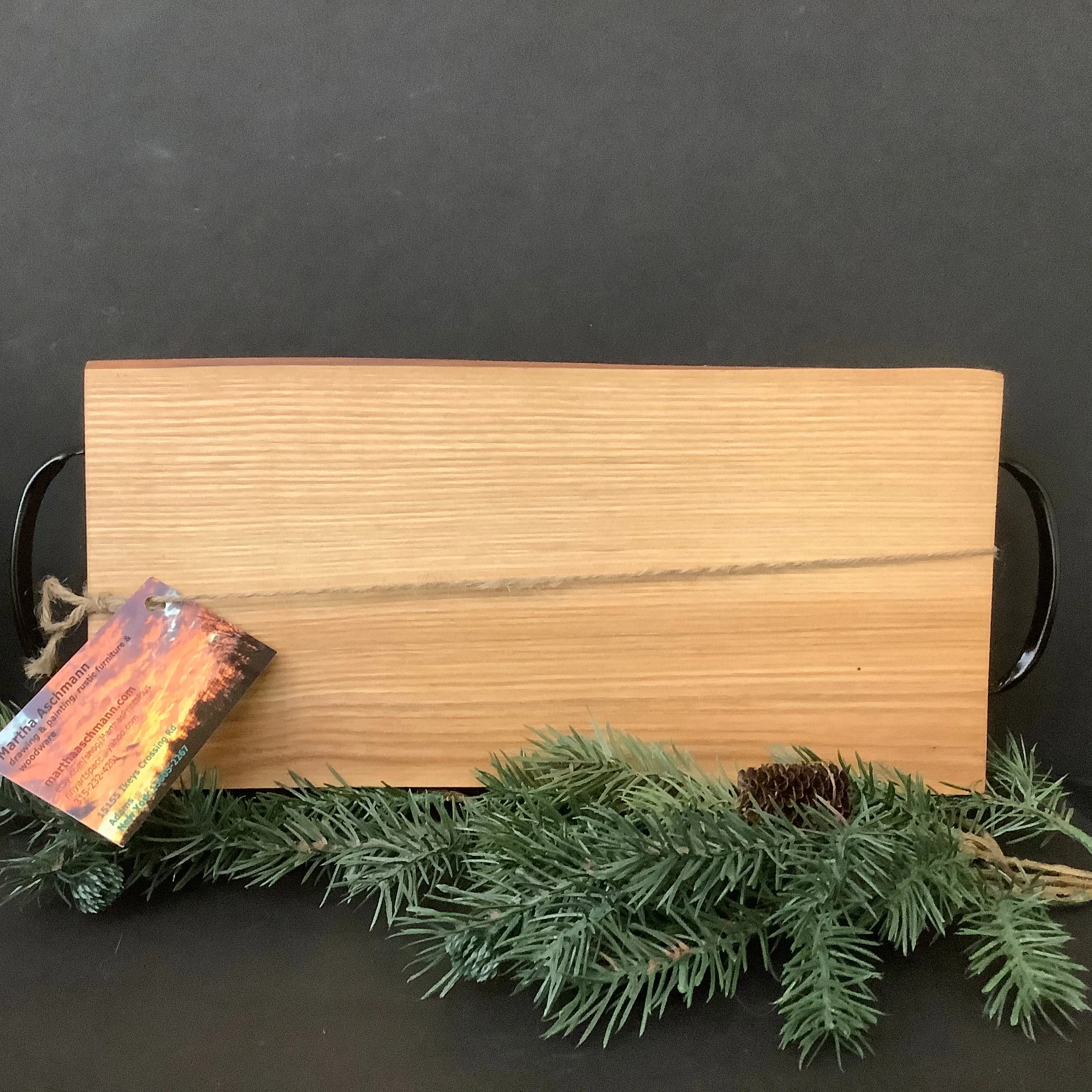 Ash Cutting Board with Metal Handles