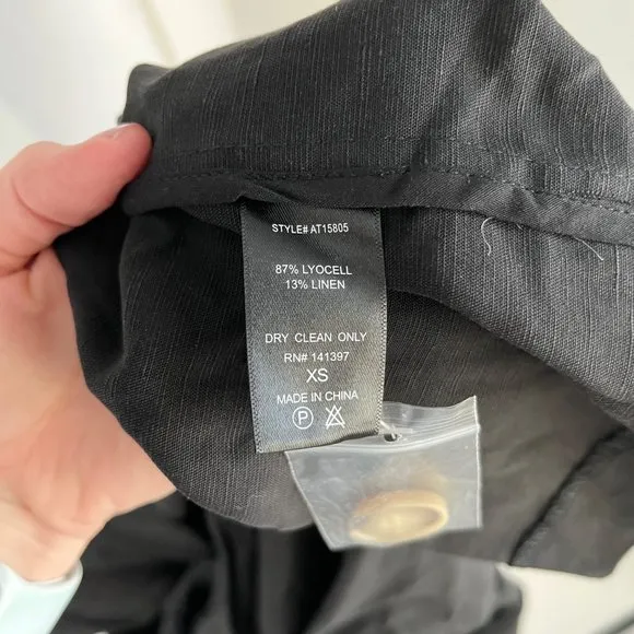ASTR The Label Reede Black Linen Blend Long Sleeve Two Button Jacket X-Small XS