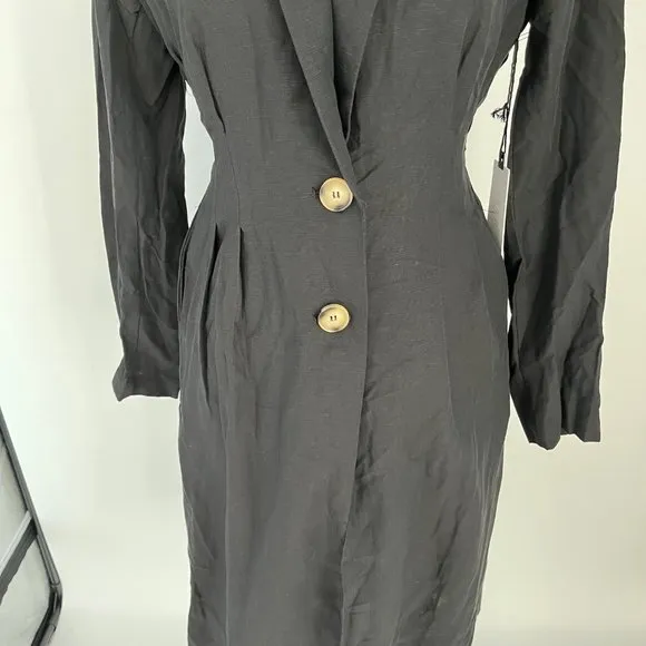 ASTR The Label Reede Black Linen Blend Long Sleeve Two Button Jacket X-Small XS