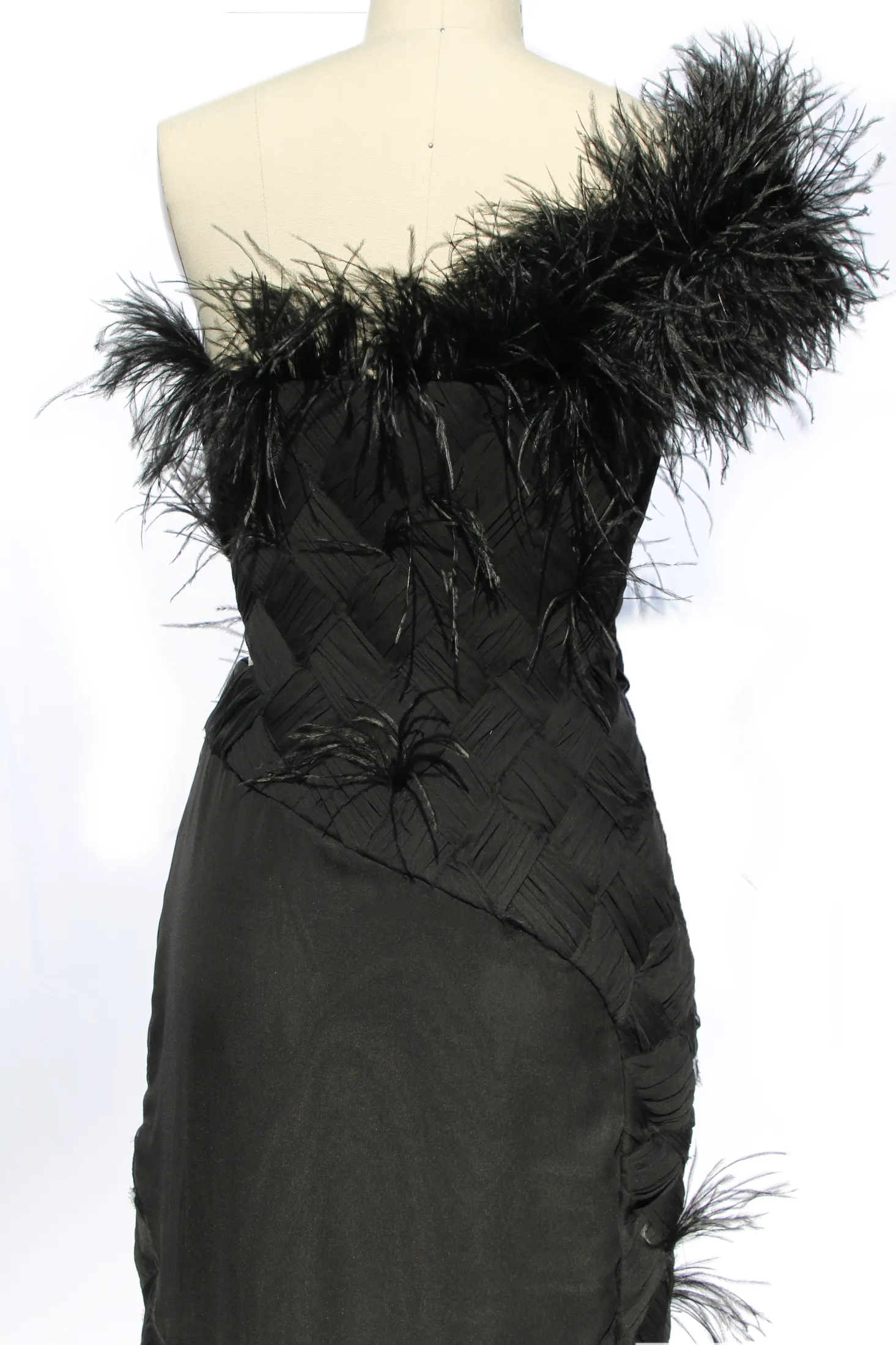Asymmetrical Feather Silk Chiffon Gown