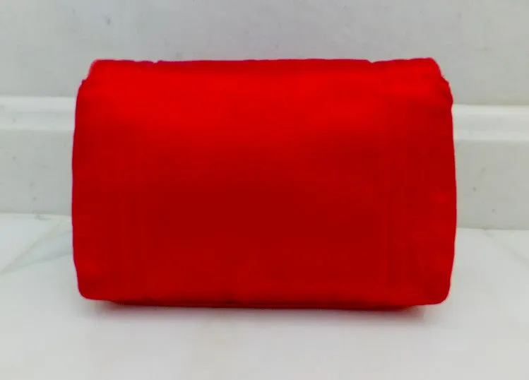 Authentic Chanel Vintage Mini Red Silk Flapover