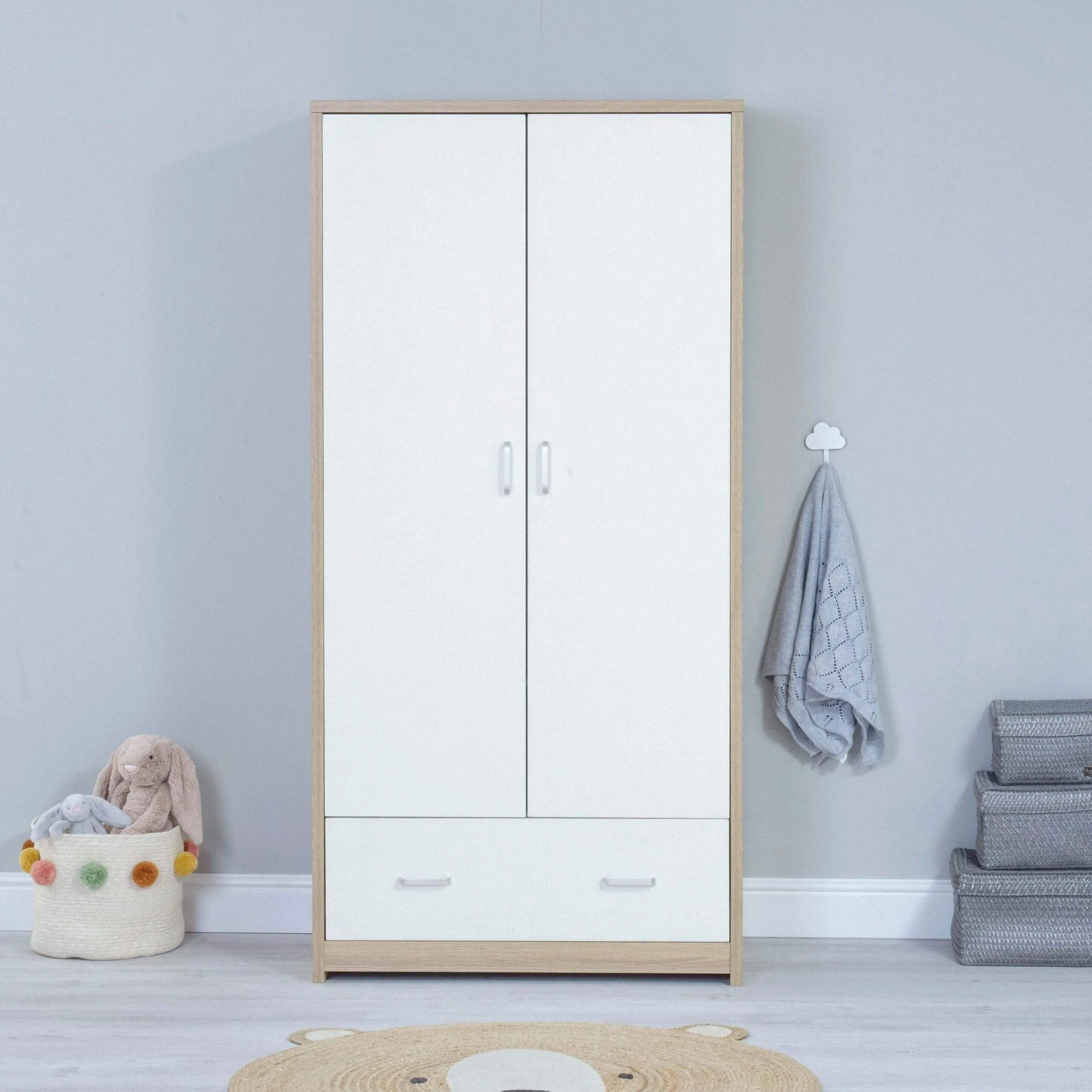 Babymore Luno / Veni Wardrobe - White Oak