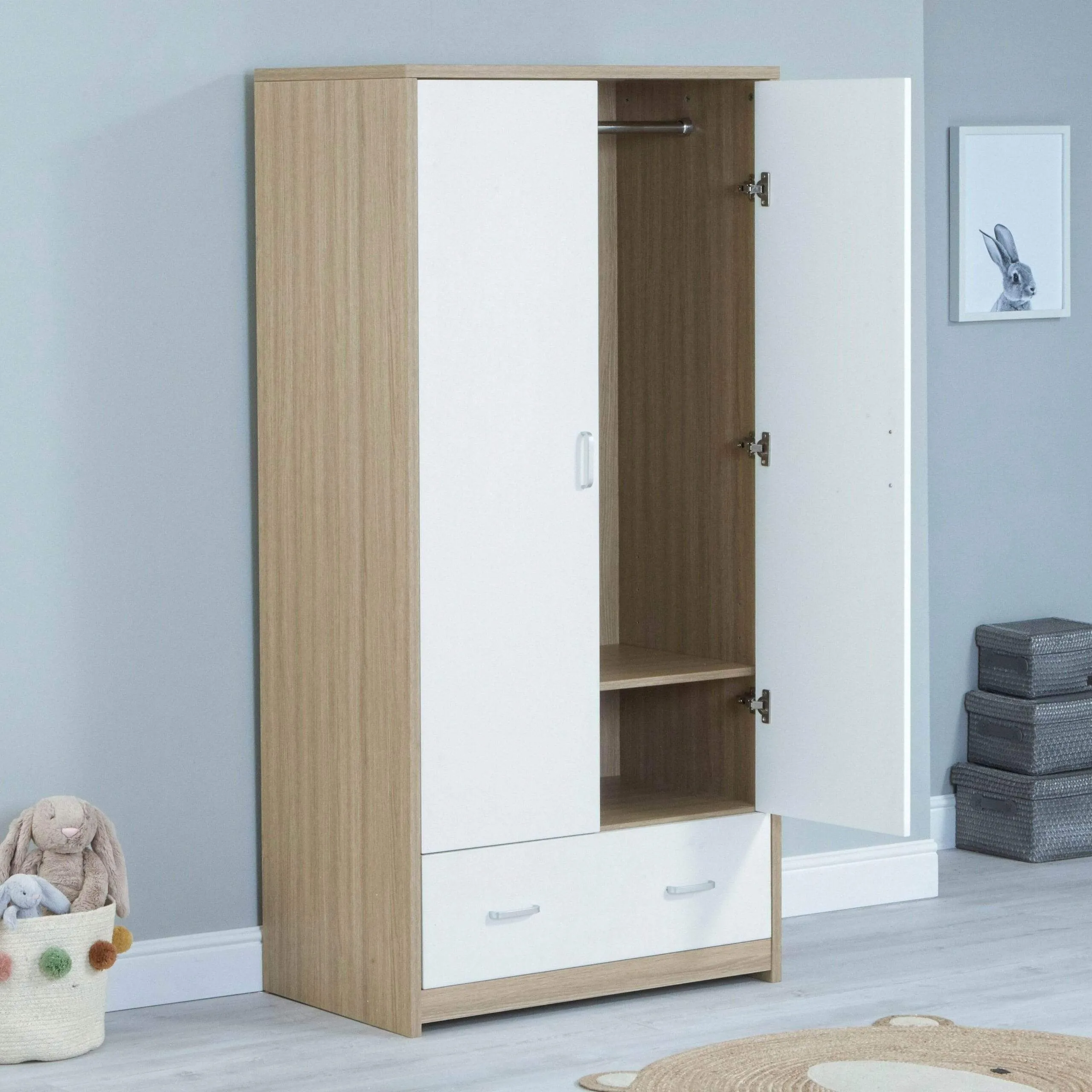 Babymore Luno / Veni Wardrobe - White Oak