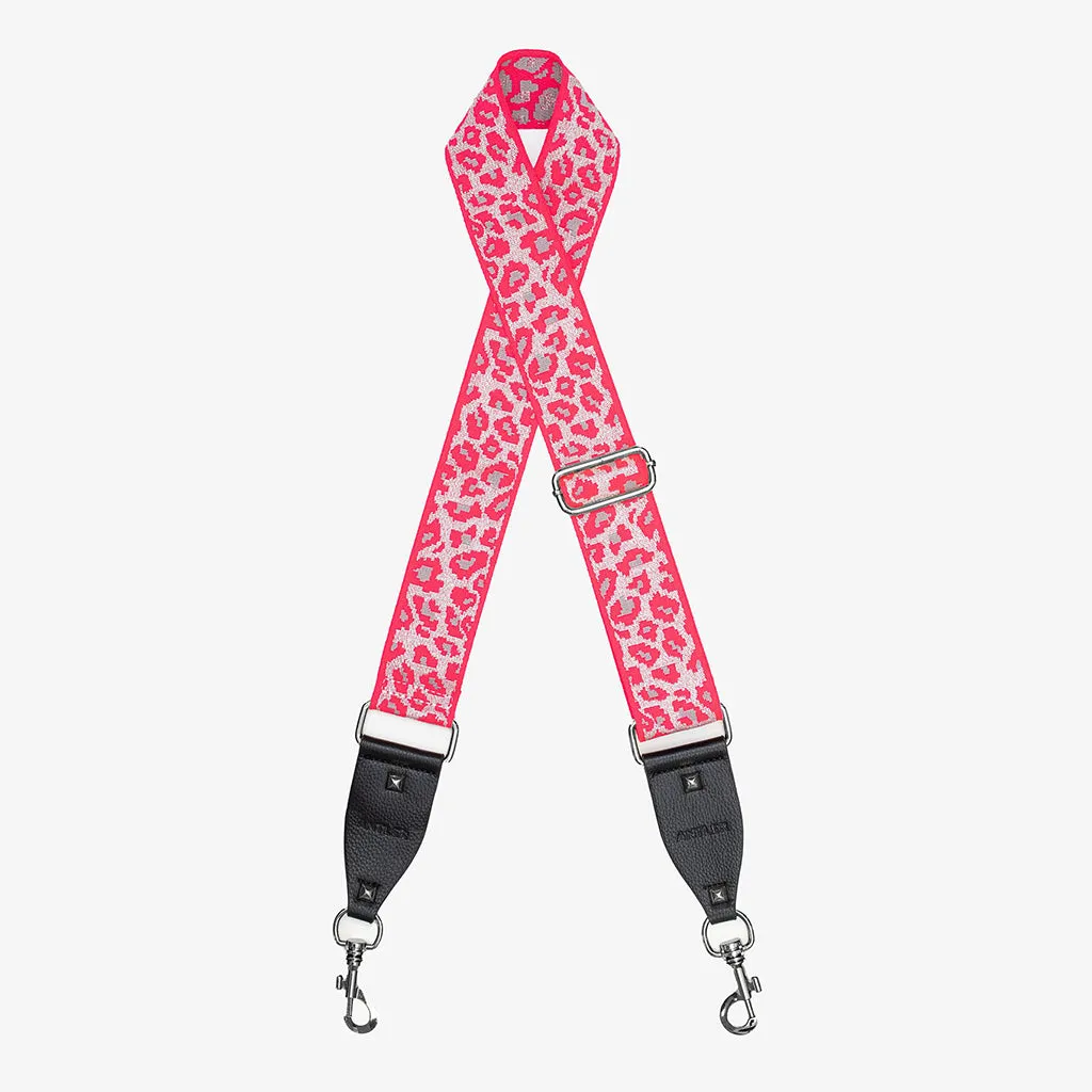 Bag Strap - Cheetah Silver & Pink