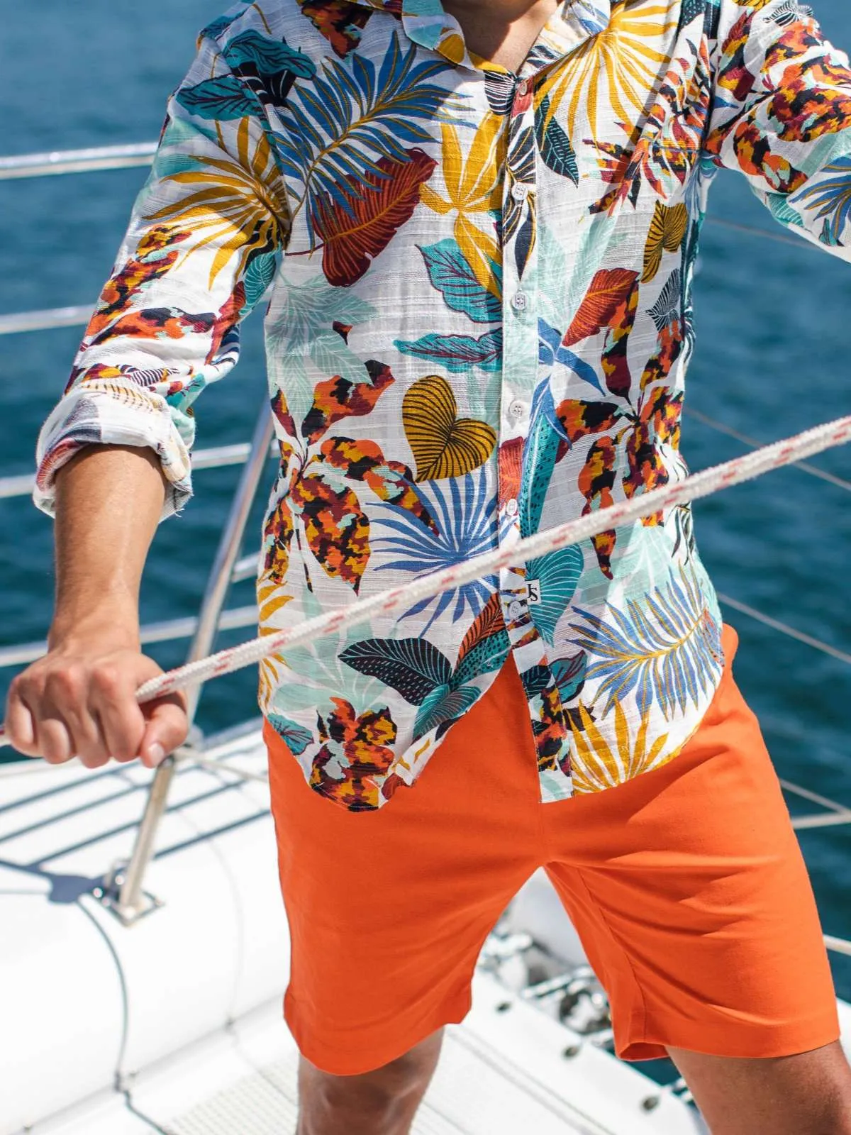 Bahamas Cotton/Linen Short - Orange