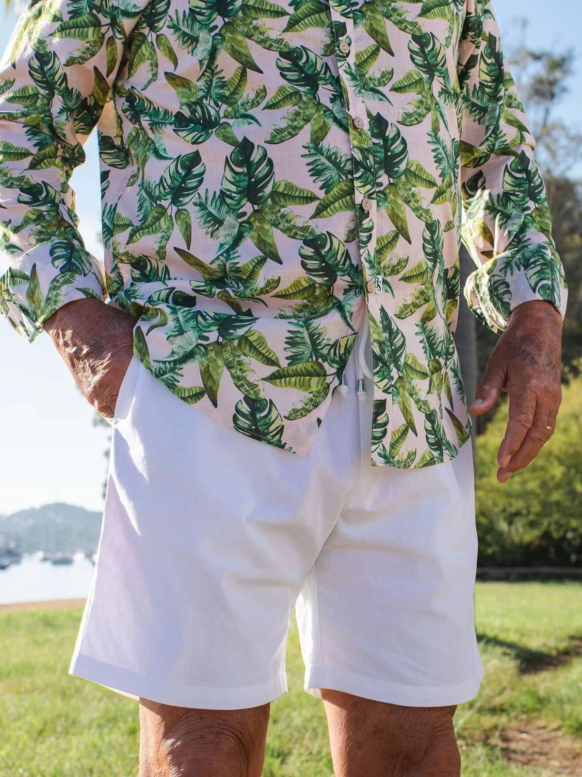 Bahamas Cotton/Linen Short - White