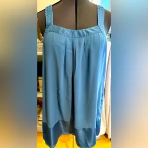 Banana Republic Slate Blue Silk Racerback Dress Womens Size XL Romance Y2K Sexy