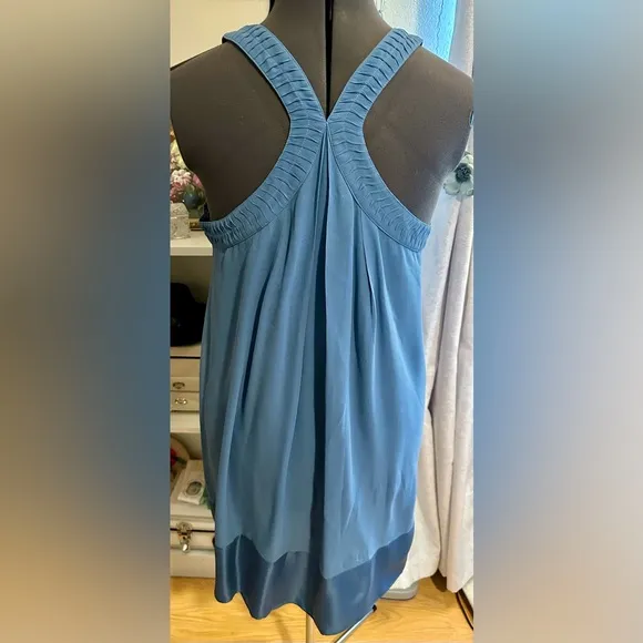 Banana Republic Slate Blue Silk Racerback Dress Womens Size XL Romance Y2K Sexy