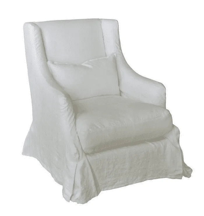 Barent's Island Belgium Linen Slipcovered Accent Chair