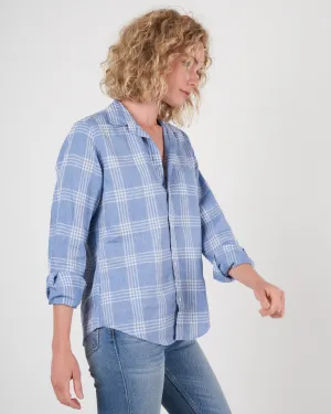barry woven button up - large slate blue plaid