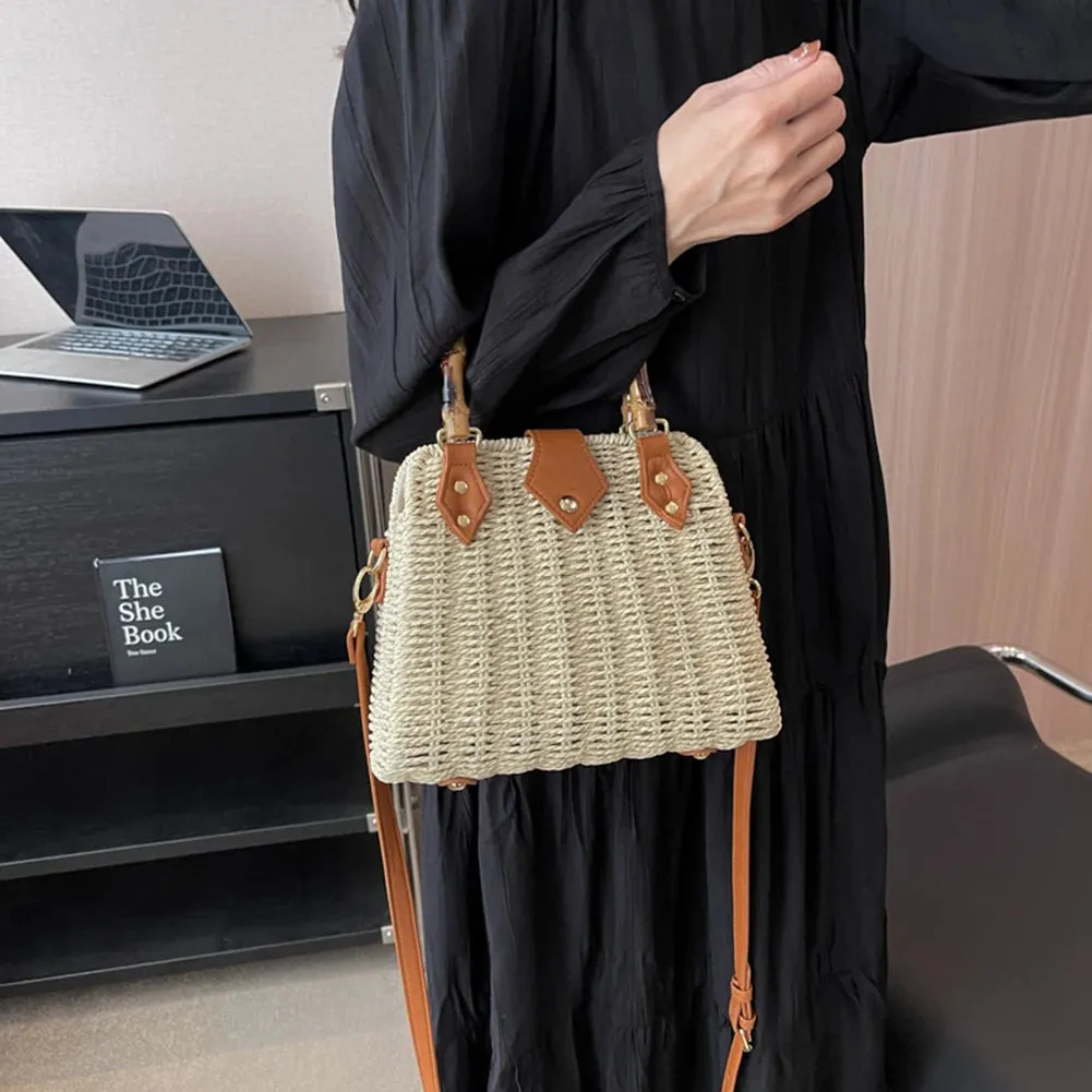 Basket 2023 for Handbags Rattan Shoulder Seamless delivery Crossbody Bag Bamboo Woven Women Bags Travel Bohemia Straw Beach Bag Summer Handle International tracking Bags
