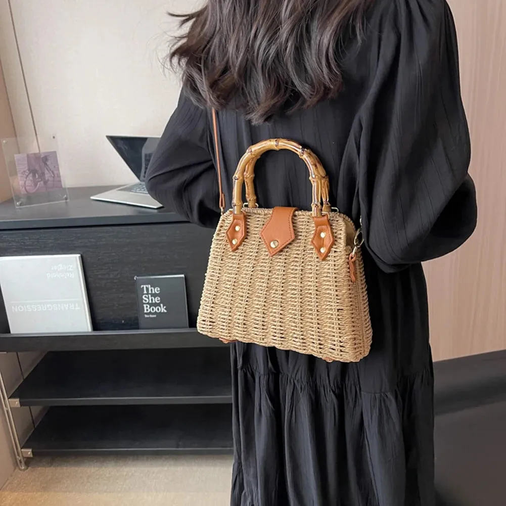 Basket 2023 for Handbags Rattan Shoulder Seamless delivery Crossbody Bag Bamboo Woven Women Bags Travel Bohemia Straw Beach Bag Summer Handle International tracking Bags