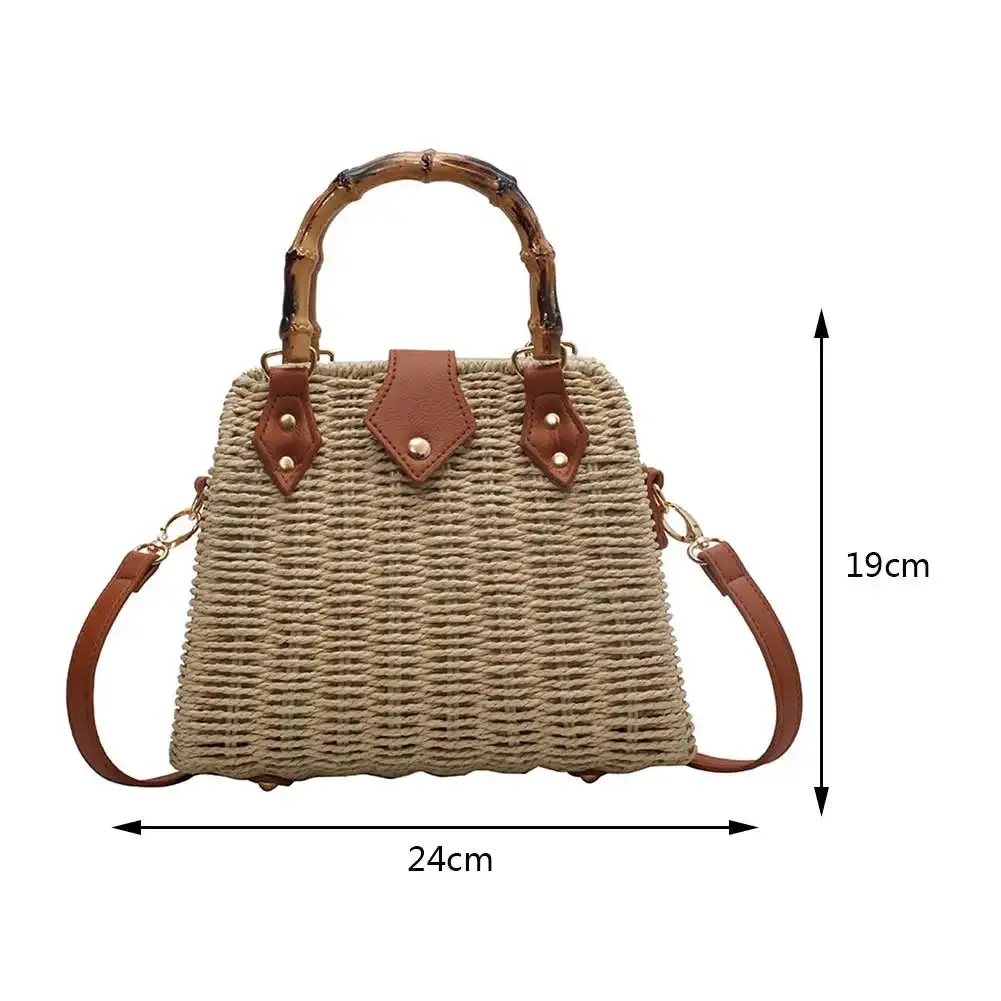 Basket 2023 for Handbags Rattan Shoulder Seamless delivery Crossbody Bag Bamboo Woven Women Bags Travel Bohemia Straw Beach Bag Summer Handle International tracking Bags