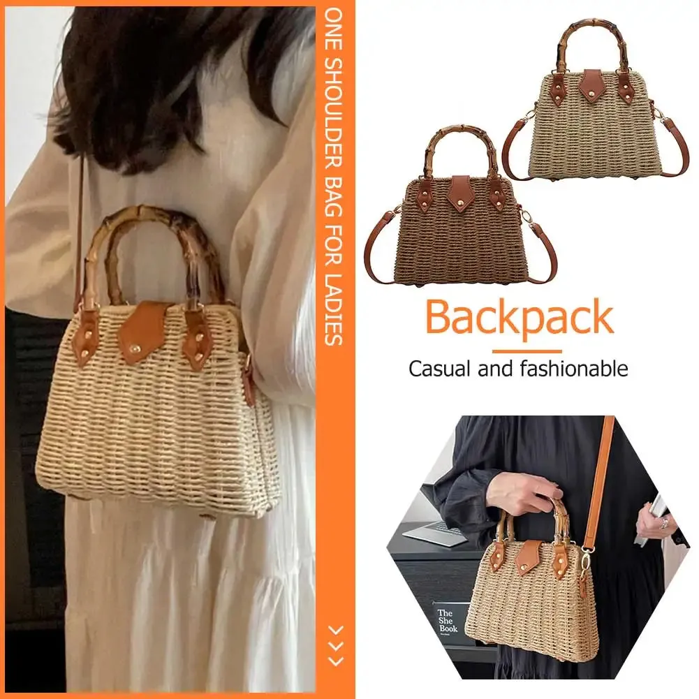 Basket 2023 for Handbags Rattan Shoulder Seamless delivery Crossbody Bag Bamboo Woven Women Bags Travel Bohemia Straw Beach Bag Summer Handle International tracking Bags