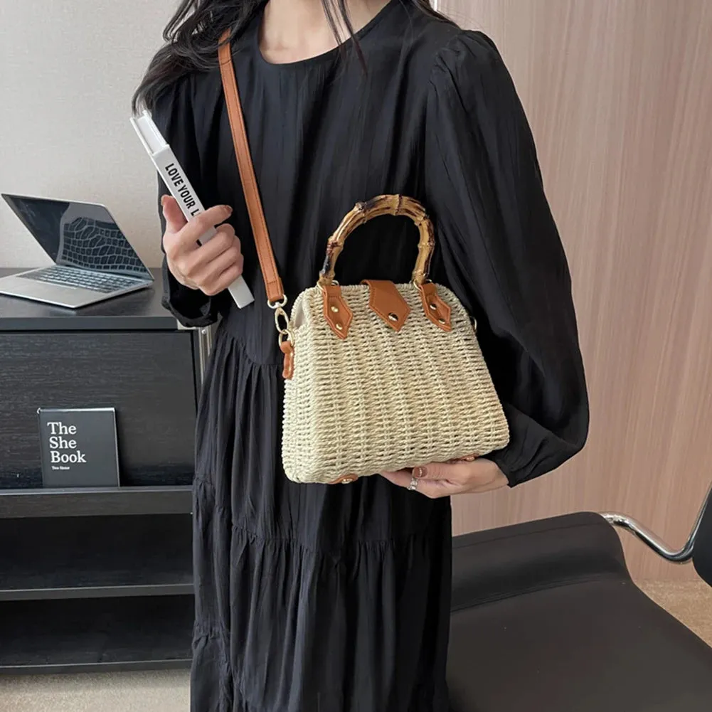 Basket 2023 for Handbags Rattan Shoulder Seamless delivery Crossbody Bag Bamboo Woven Women Bags Travel Bohemia Straw Beach Bag Summer Handle International tracking Bags