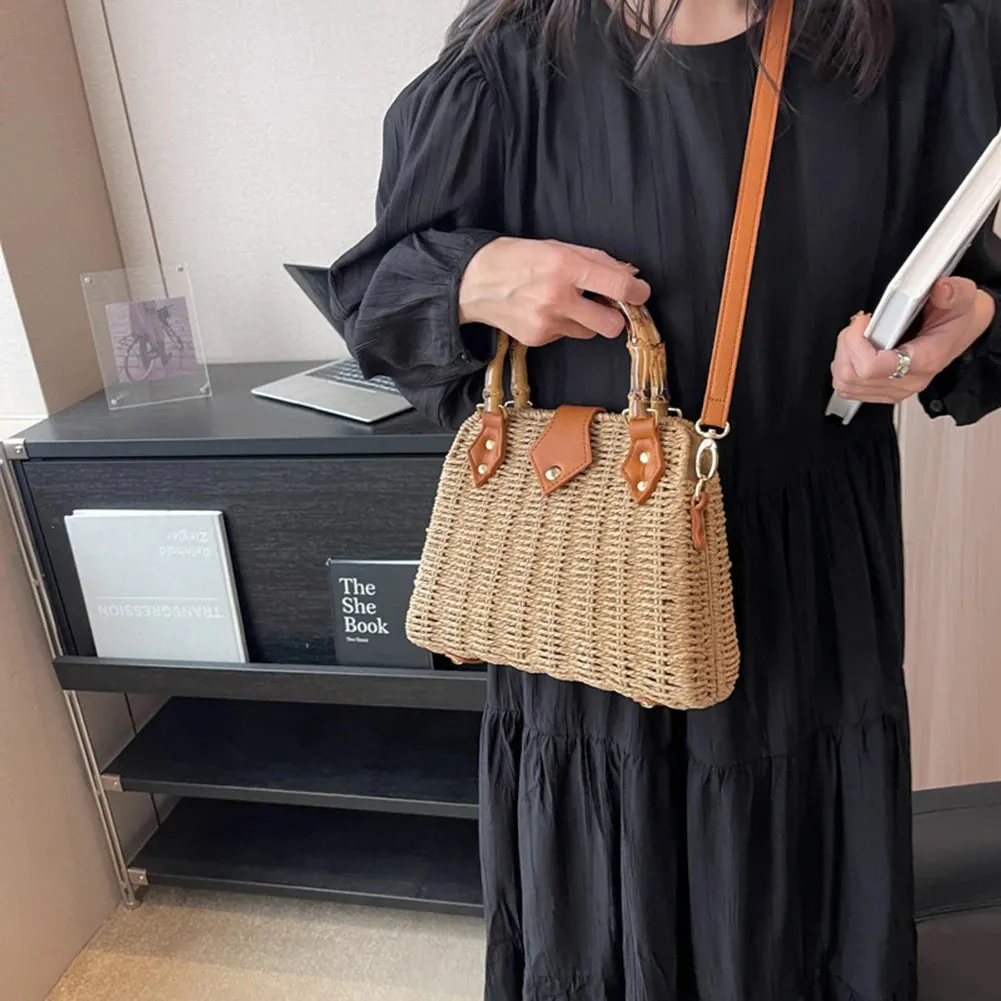 Basket 2023 for Handbags Rattan Shoulder Seamless delivery Crossbody Bag Bamboo Woven Women Bags Travel Bohemia Straw Beach Bag Summer Handle International tracking Bags