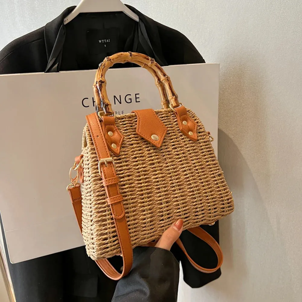 Basket 2023 for Handbags Rattan Shoulder Seamless delivery Crossbody Bag Bamboo Woven Women Bags Travel Bohemia Straw Beach Bag Summer Handle International tracking Bags