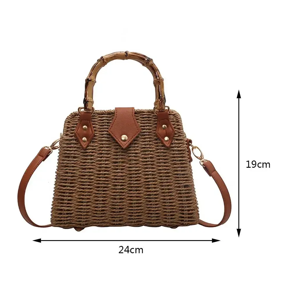 Basket 2023 for Handbags Rattan Shoulder Seamless delivery Crossbody Bag Bamboo Woven Women Bags Travel Bohemia Straw Beach Bag Summer Handle International tracking Bags