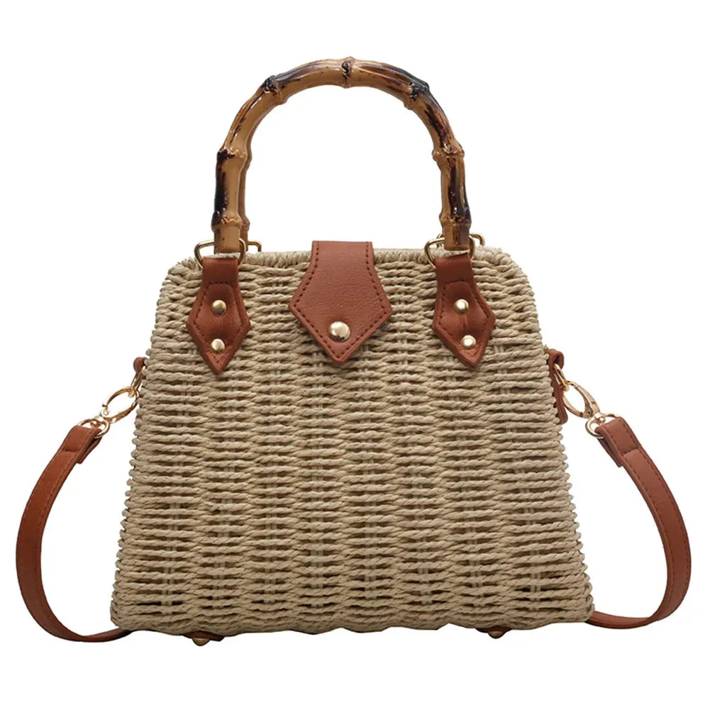 Basket 2023 for Handbags Rattan Shoulder Seamless delivery Crossbody Bag Bamboo Woven Women Bags Travel Bohemia Straw Beach Bag Summer Handle International tracking Bags