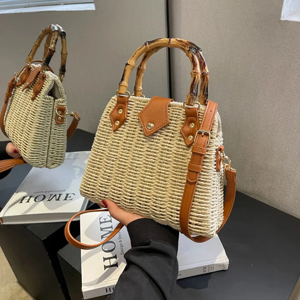 Basket 2023 for Handbags Rattan Shoulder Seamless delivery Crossbody Bag Bamboo Woven Women Bags Travel Bohemia Straw Beach Bag Summer Handle International tracking Bags