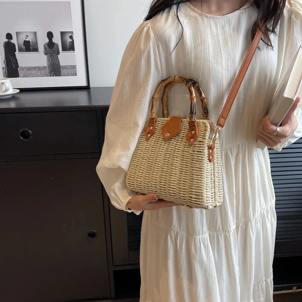 Basket 2023 for Handbags Rattan Shoulder Seamless delivery Crossbody Bag Bamboo Woven Women Bags Travel Bohemia Straw Beach Bag Summer Handle International tracking Bags