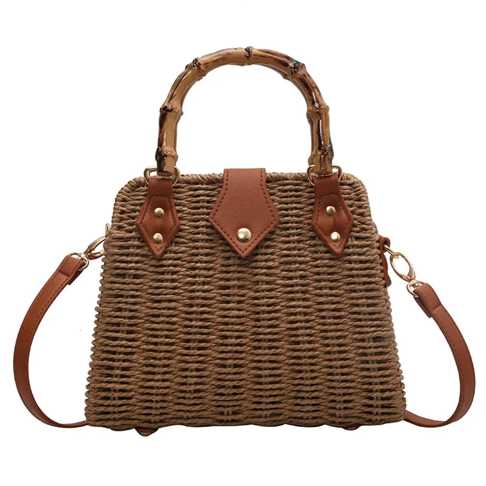 Basket 2023 for Handbags Rattan Shoulder Seamless delivery Crossbody Bag Bamboo Woven Women Bags Travel Bohemia Straw Beach Bag Summer Handle International tracking Bags