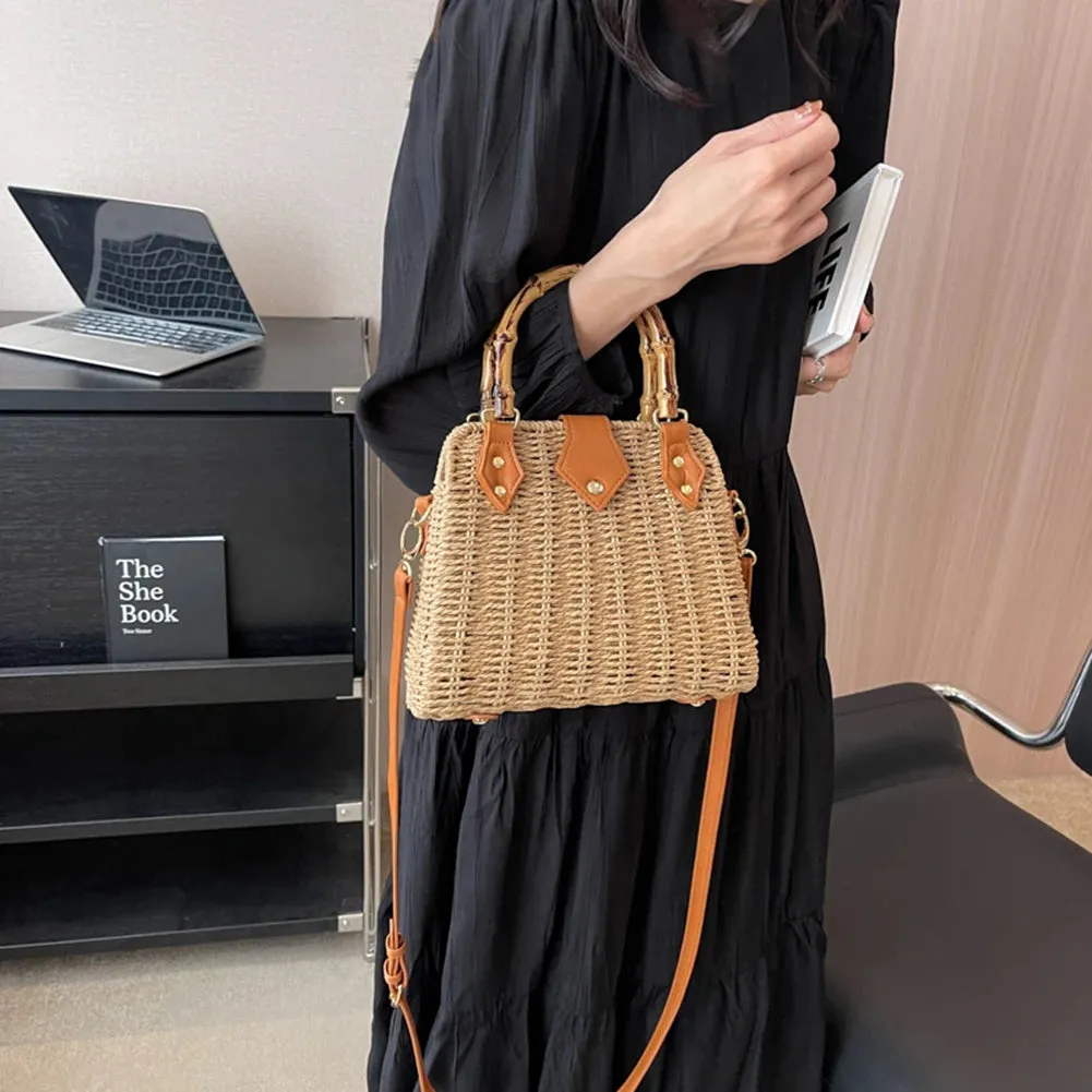 Basket 2023 for Handbags Rattan Shoulder Seamless delivery Crossbody Bag Bamboo Woven Women Bags Travel Bohemia Straw Beach Bag Summer Handle International tracking Bags