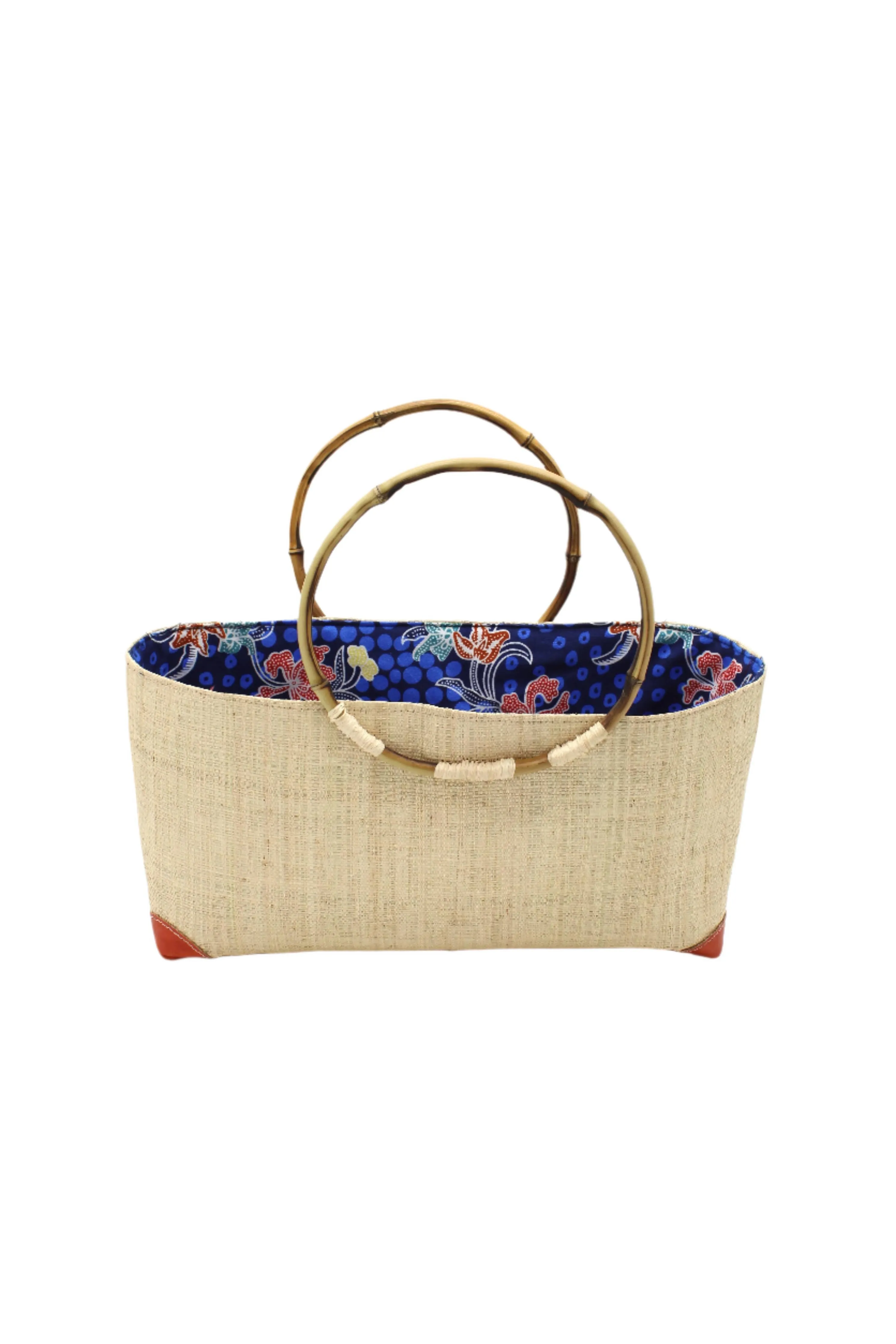 Bebe Straw Handbag with Bamboo Handles: Saffron