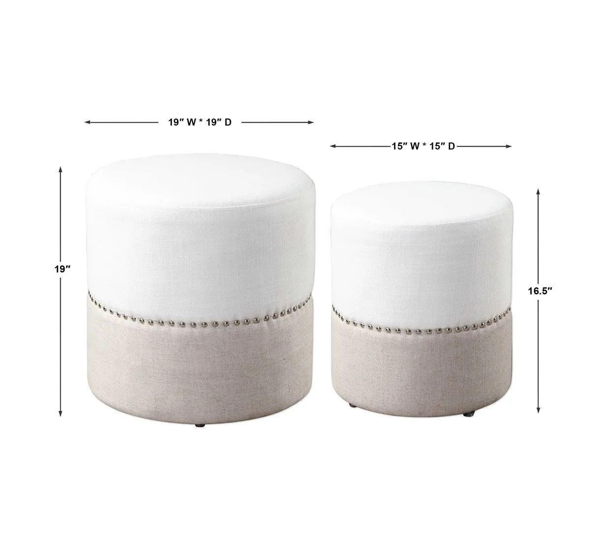 Bellagio Two-Tone Linen Ottoman Set