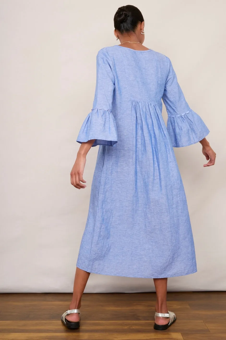 Billie Scallop Dress - Blue