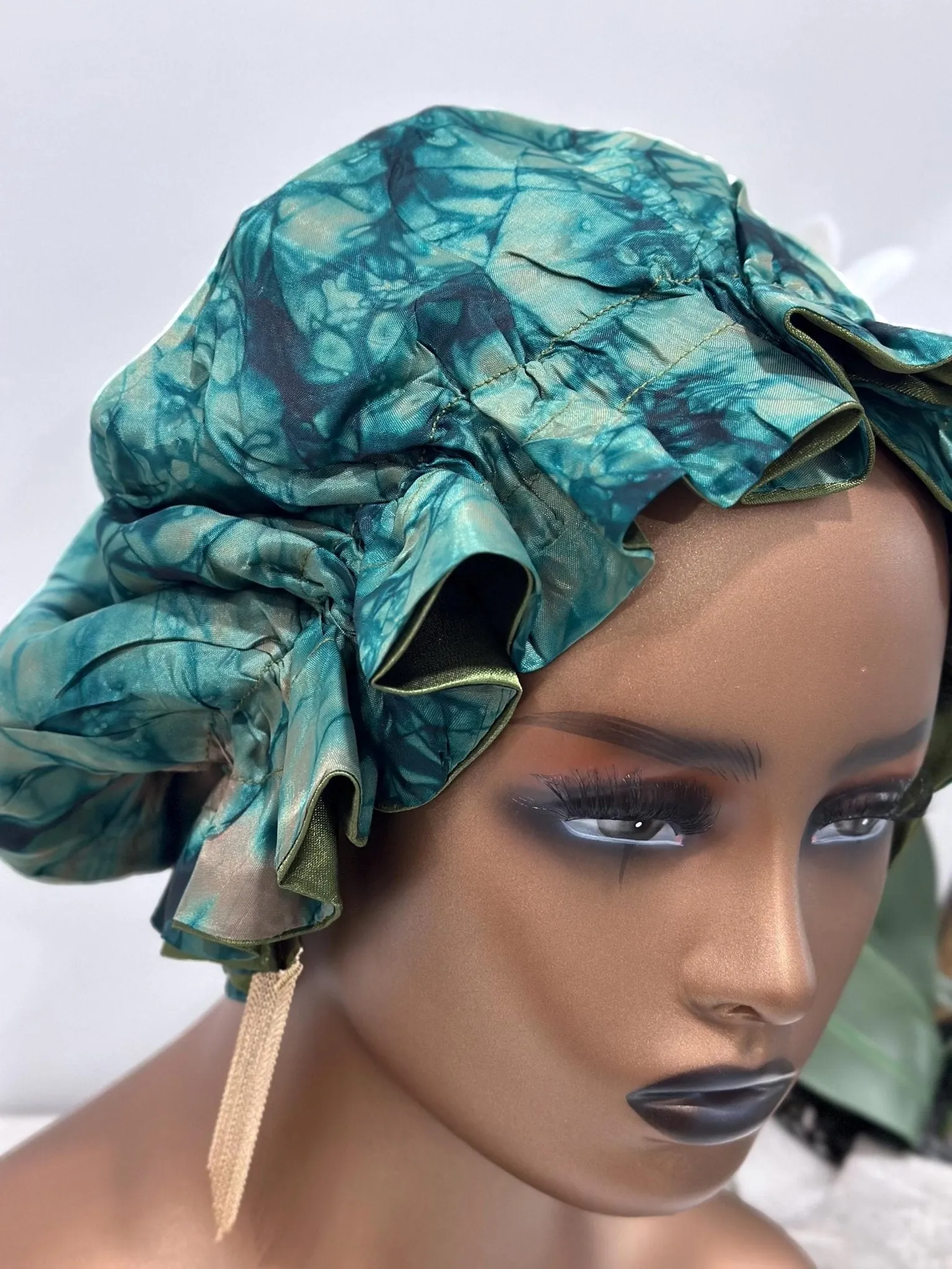 Bisi Adire Silk/Satin Bonnet
