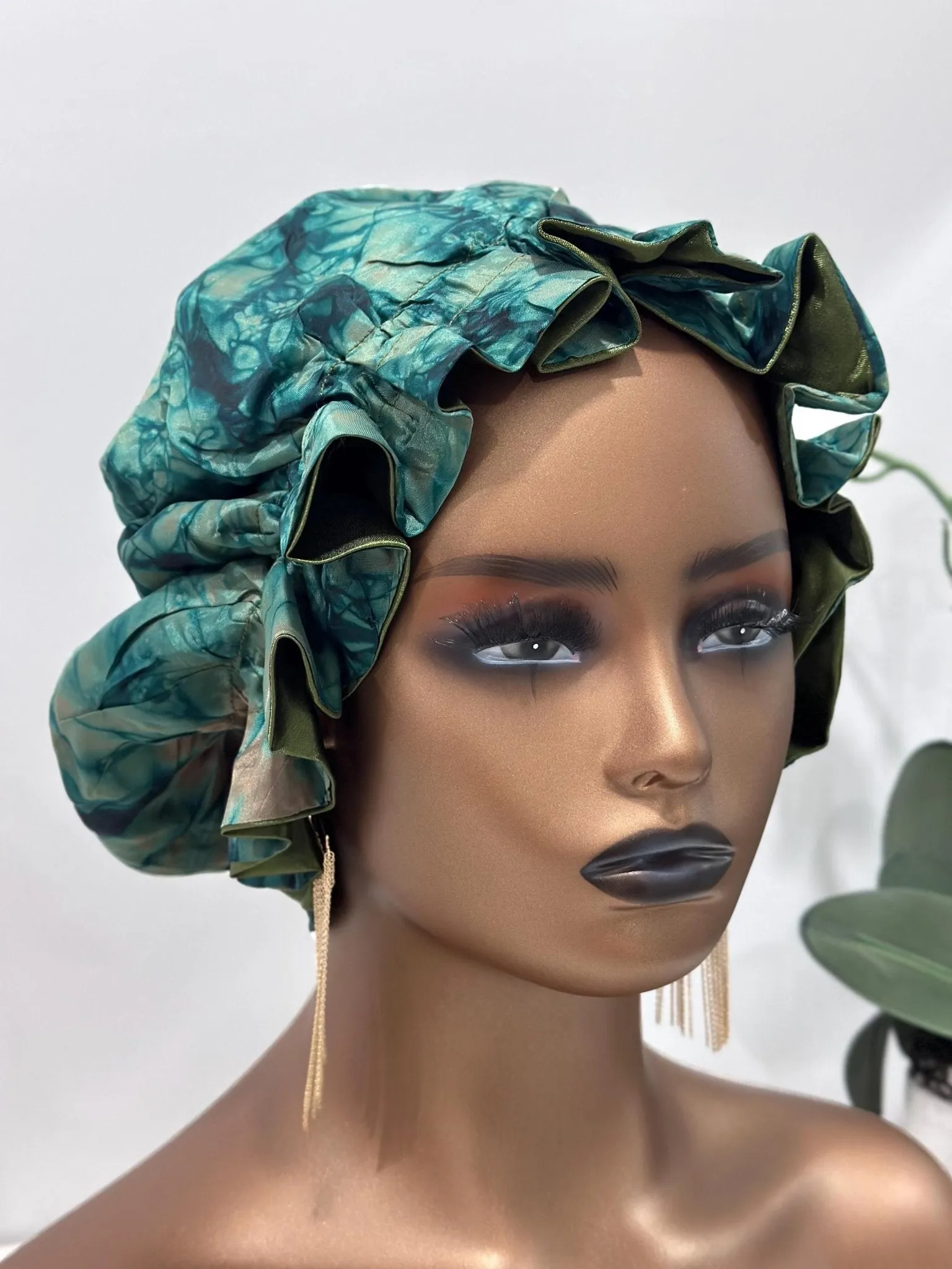 Bisi Adire Silk/Satin Bonnet
