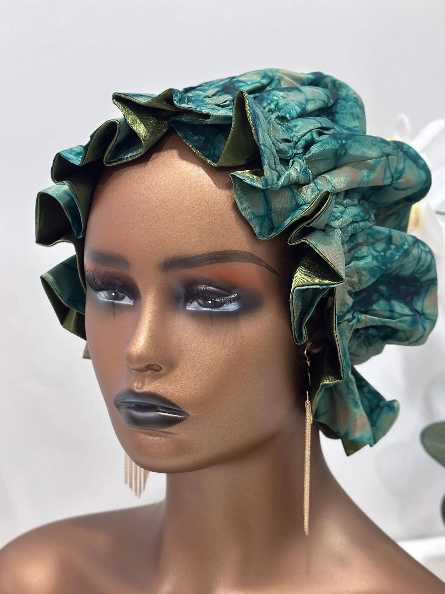 Bisi Adire Silk/Satin Bonnet