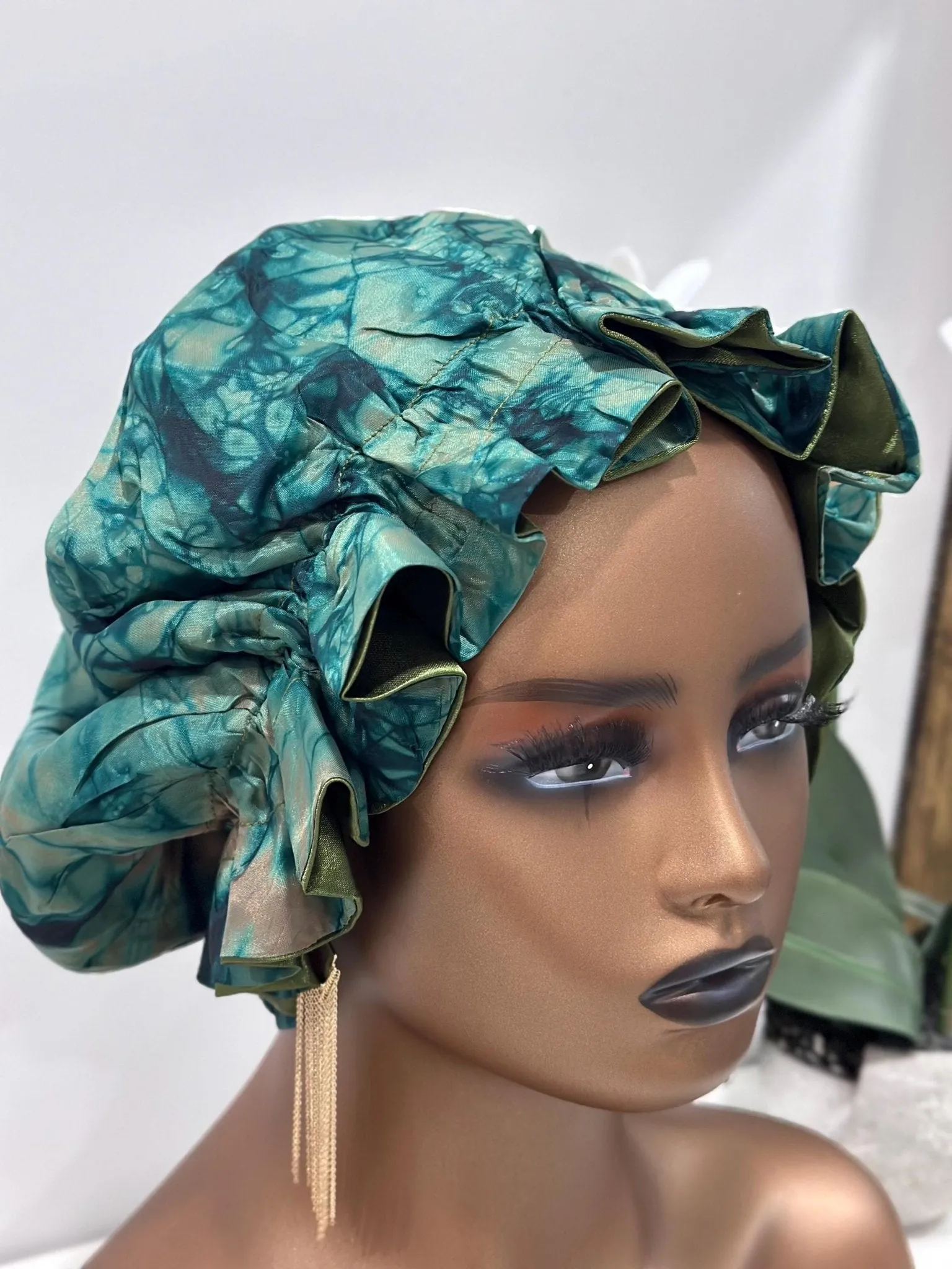 Bisi Adire Silk/Satin Bonnet