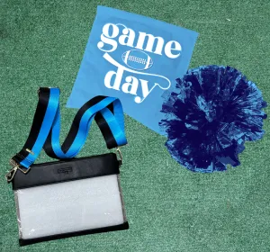 Black & Clear Stadium Bag   Blue & Black Gameday Strap NCAA/NFL/Concert