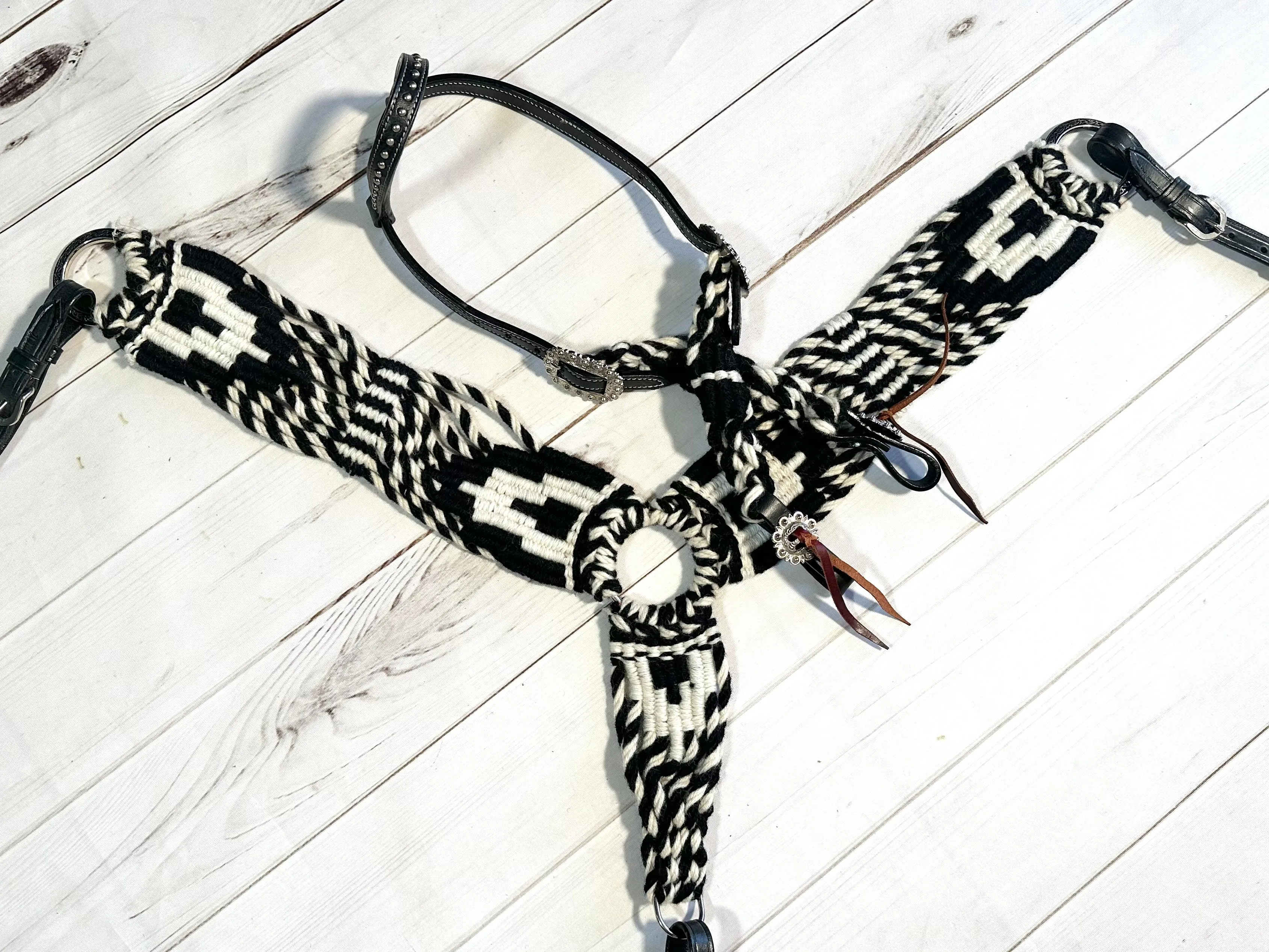 Black and White Mohair Tack Set