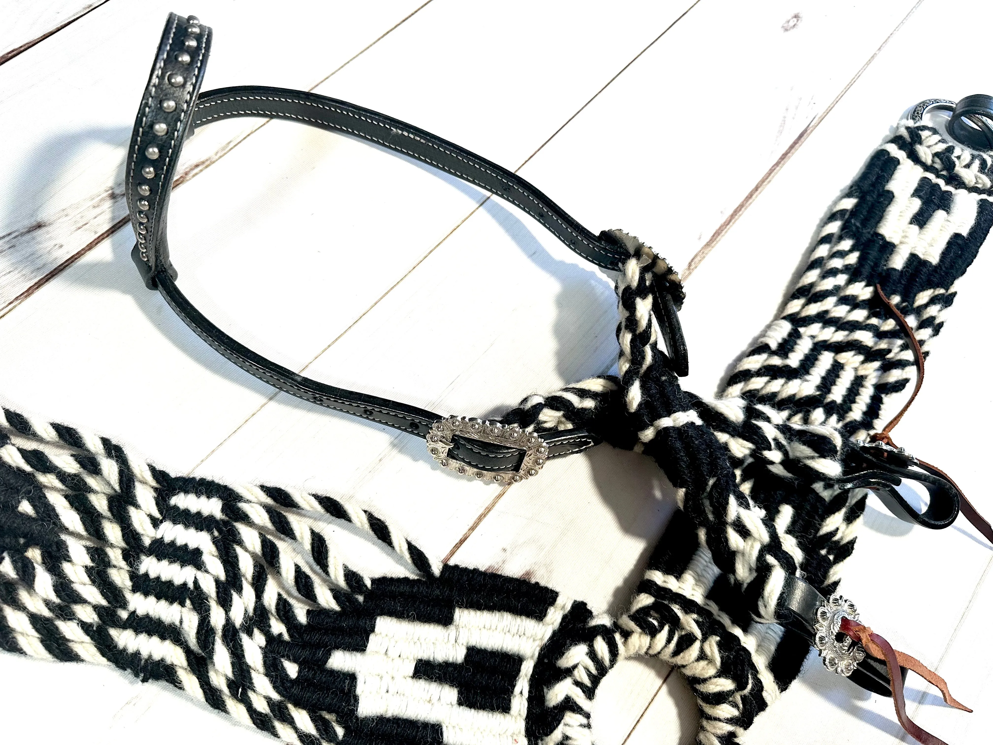 Black and White Mohair Tack Set