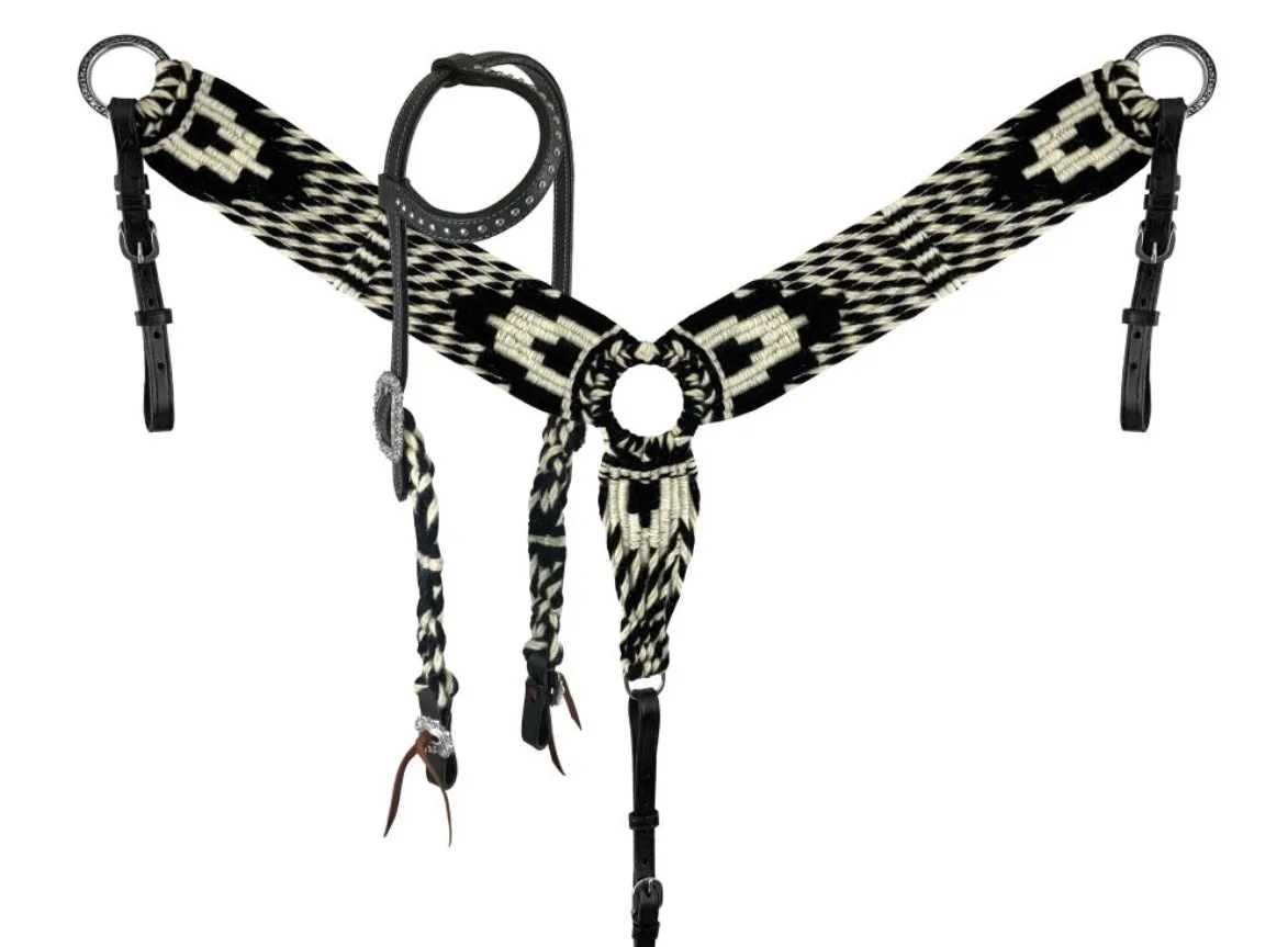 Black and White Mohair Tack Set