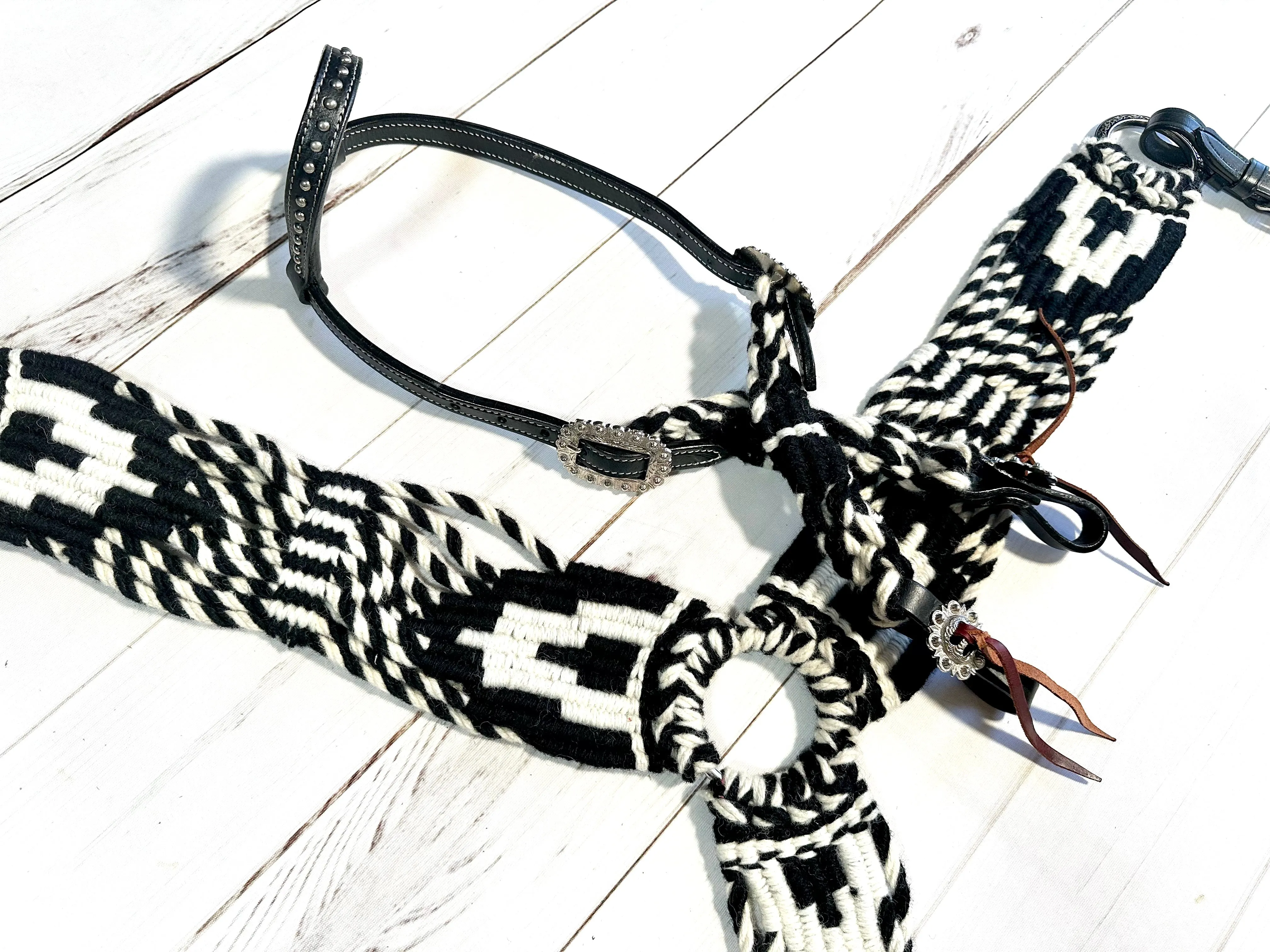 Black and White Mohair Tack Set