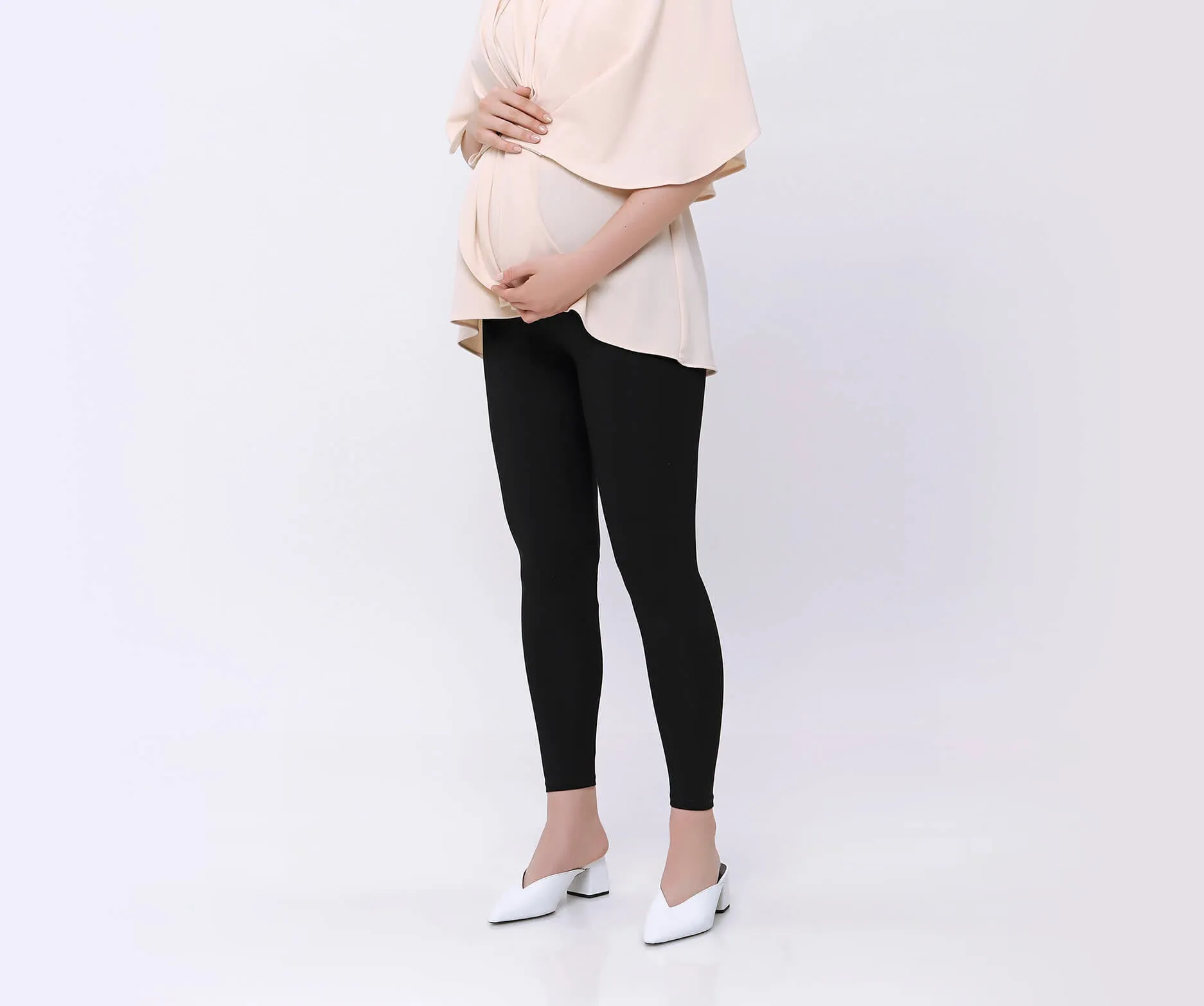 Black Bamboo Cotton Maternity Leggings