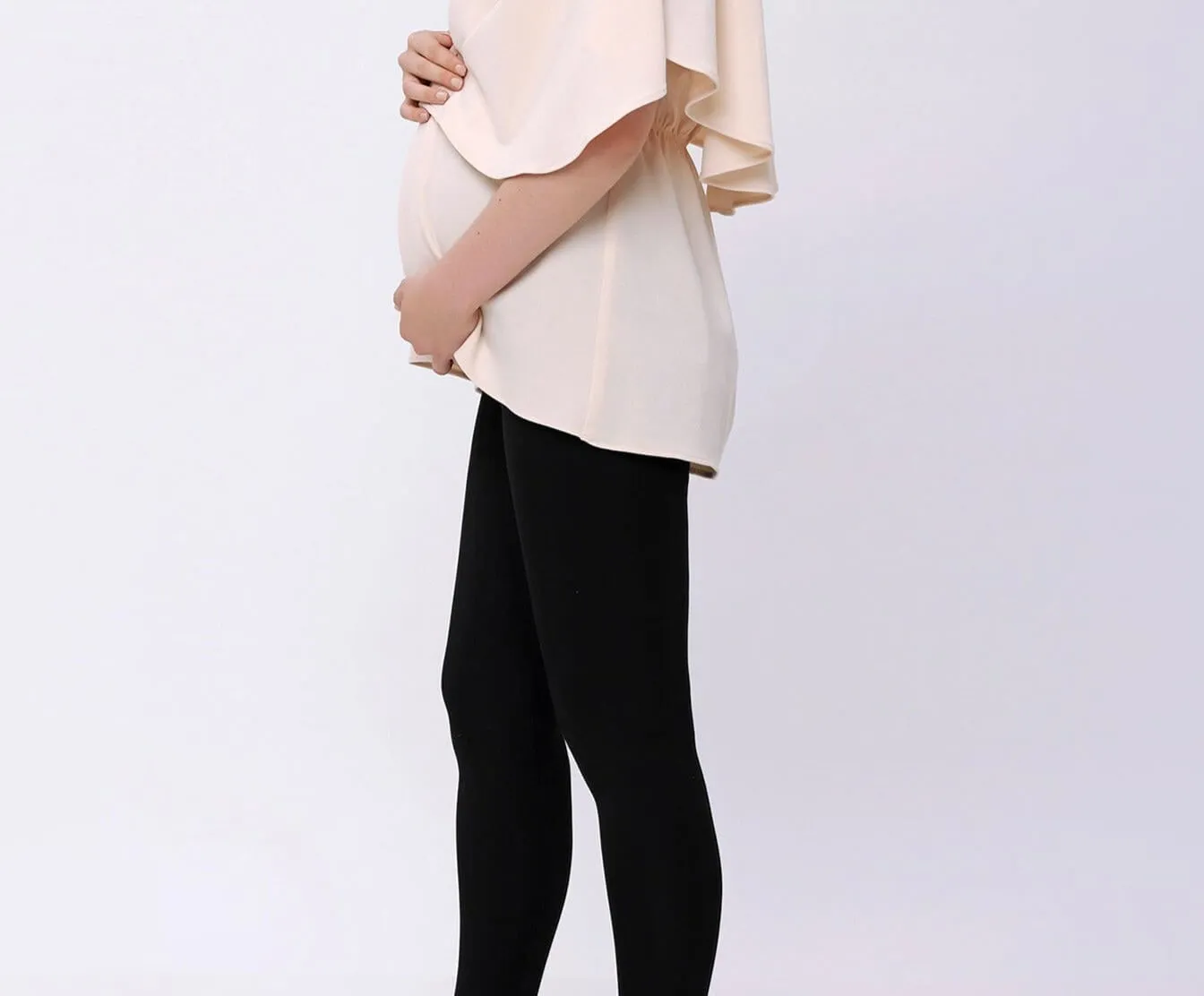 Black Bamboo Cotton Maternity Leggings