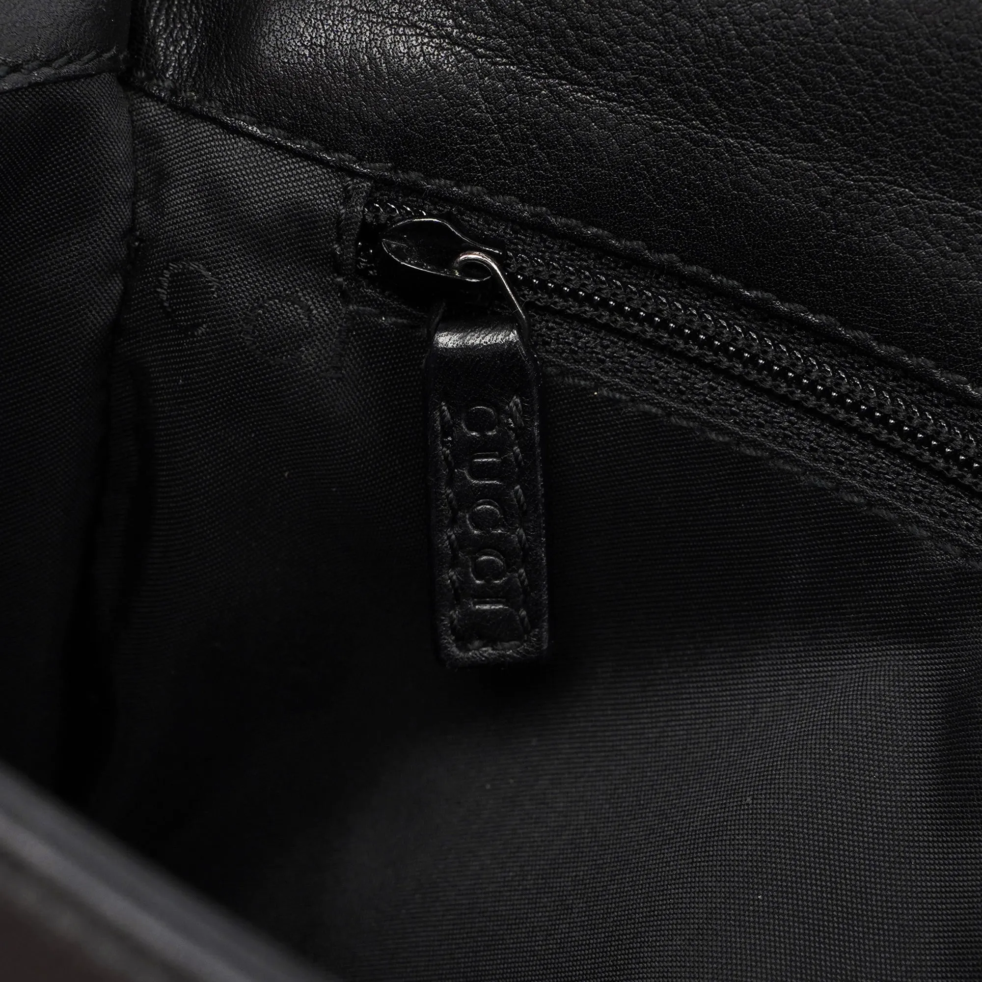 Black Calfskin Bamboo Flap Shoulder Bag