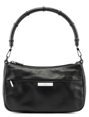 Black Calfskin Bamboo Shoulder Bag