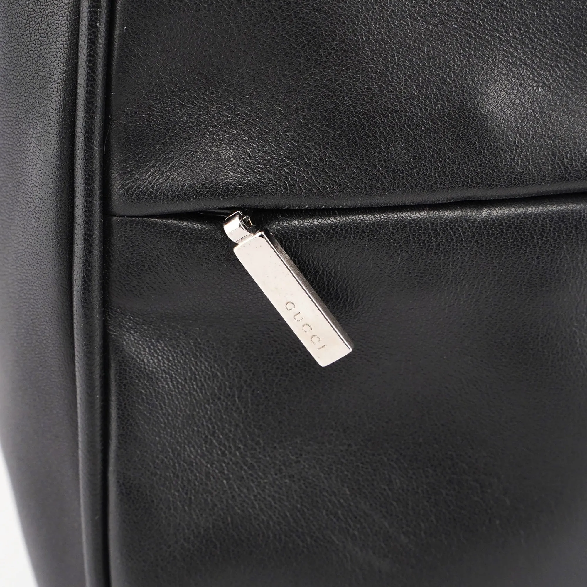 Black Calfskin Bamboo Shoulder Bag