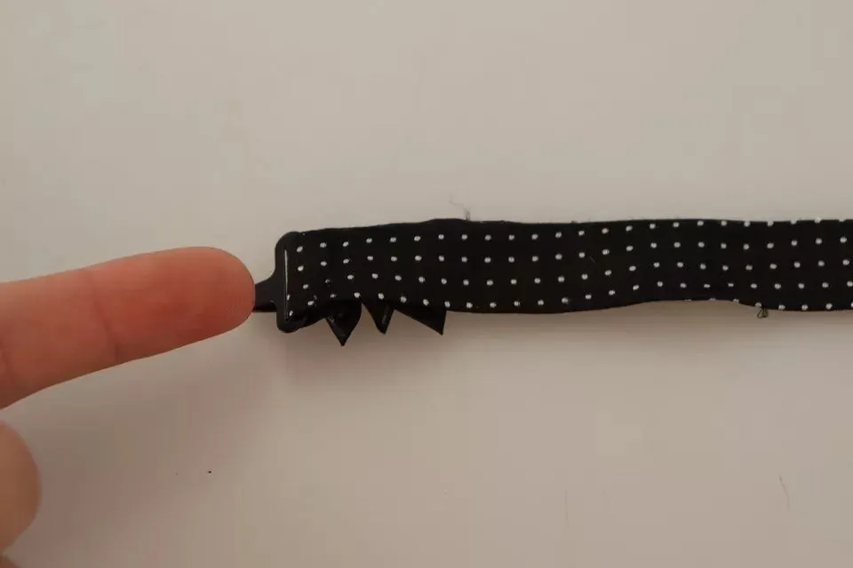 Black Dots Slim Silk Adjustable Neck Bow Tie Men